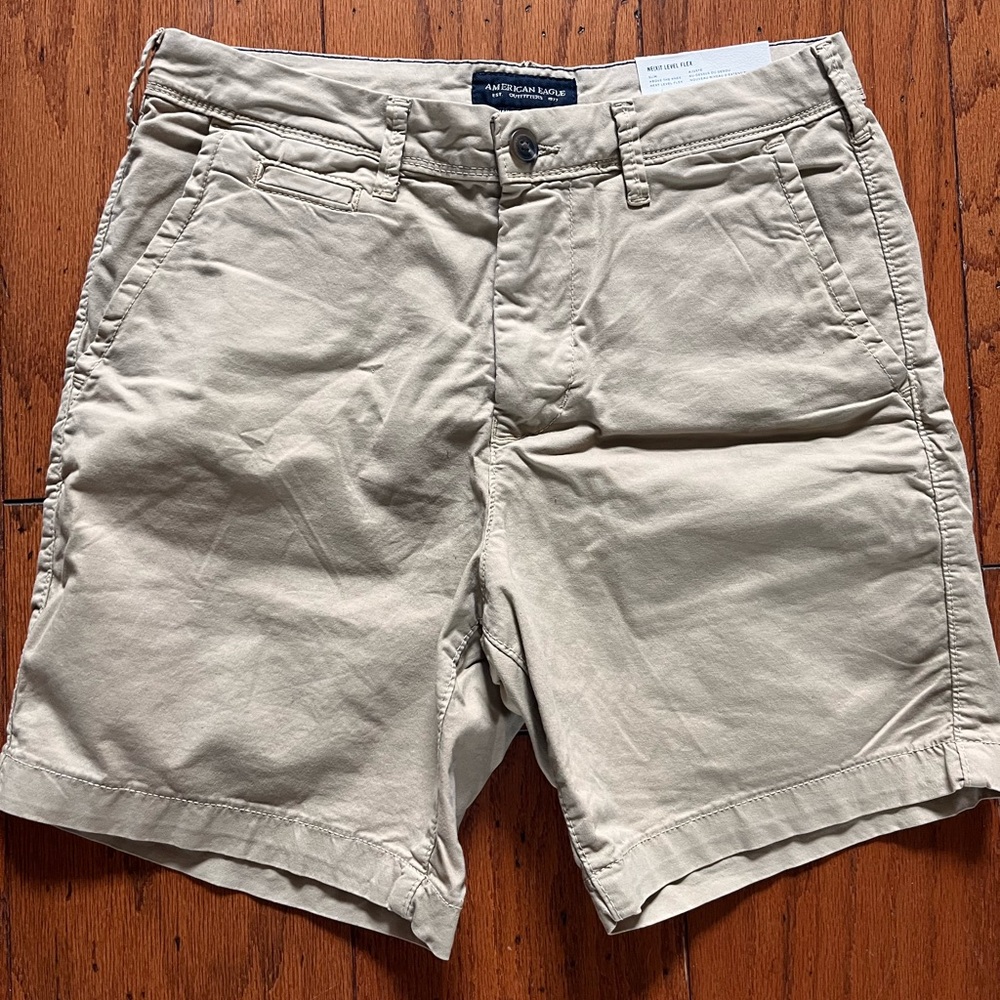 NWT, men’s, sz. 29 AE khaki flexfit, slim shorts; never worn!